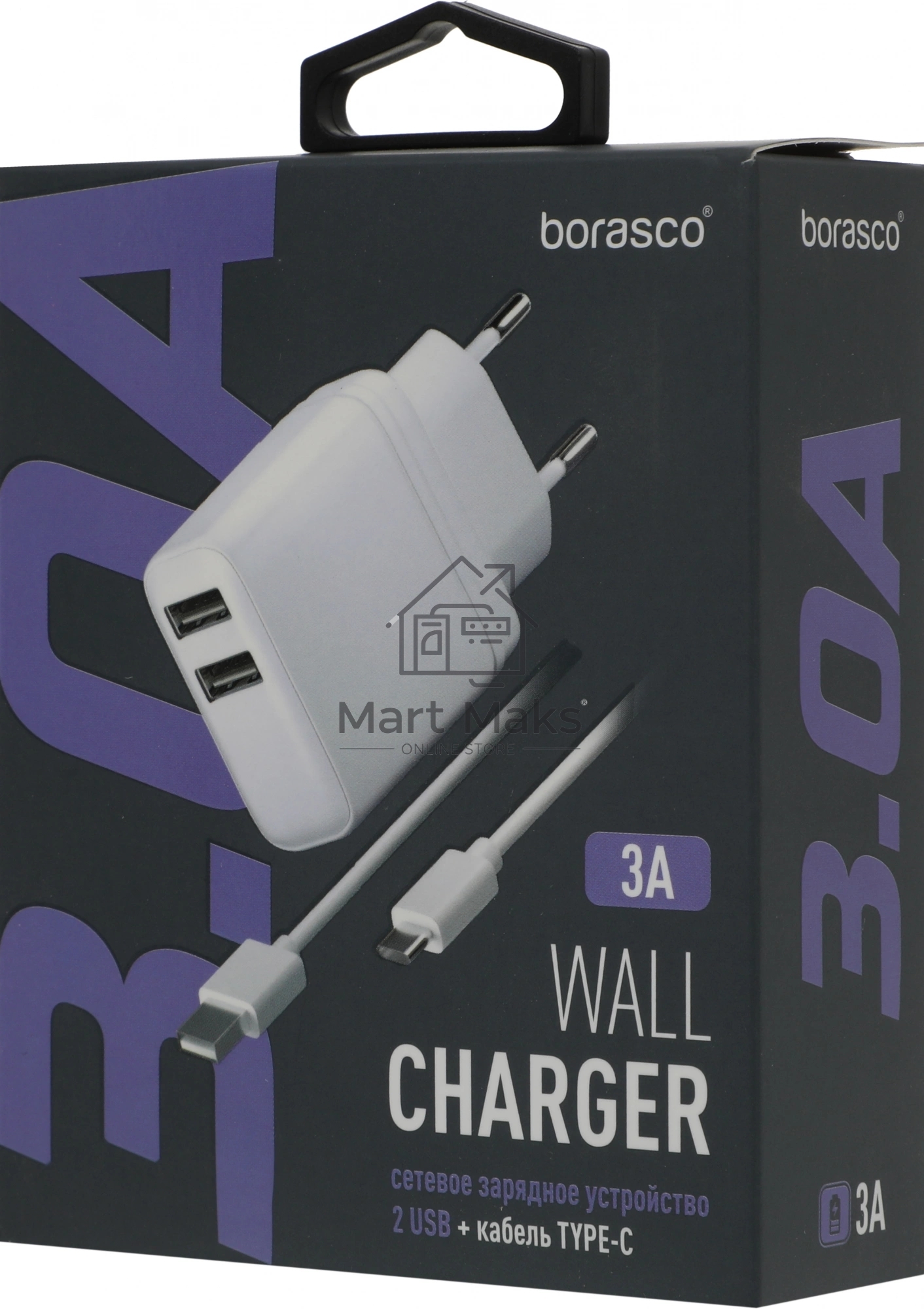 Сетевое зарядное устройство BoraSCO 15W 3A 2xUSB универсальное белый (52580)
