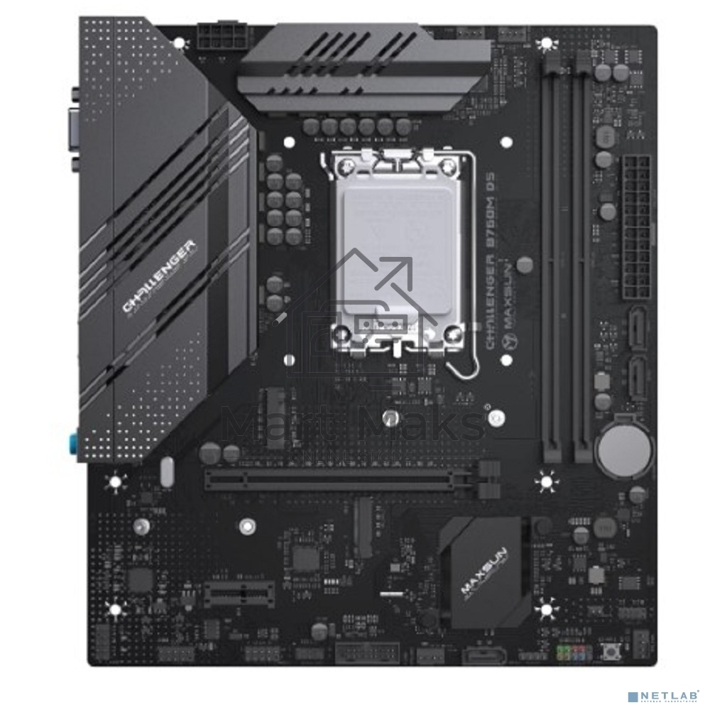 Материнская плата Maxsun Challenger B760M D5, LGA 1700, Intel B760, 2xDDR5, 3xSATA, 2xM.2, 1xPCIe 4.0 x16, 1xPCIe x4, 1xVGA, 1xHDMI, 1x 1Gb LAN, 2xUSB-A 2.0, 4xUSB-A 3.2 Gen 1, 5.1, mATX