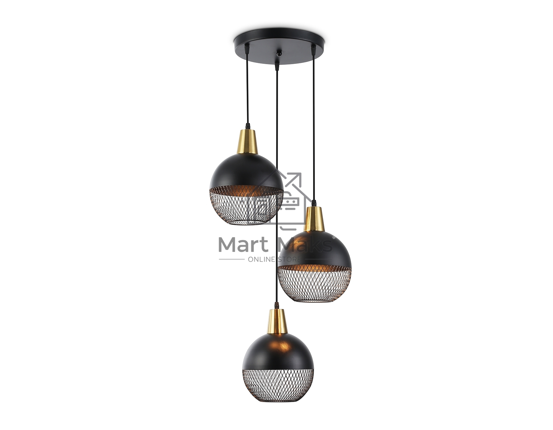 Светильник Ambrella light TR8505/3 BK/CP черный/медь E27/3 max 60W D410*1000