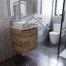 Тумба Bau Dream Blackwood 50 с дверцей, раковина BAU Hotel 48х37, смеситель для раковины высокий Hotel Still, нержавеющая сталь