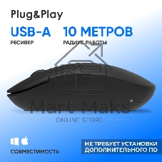 Мышь беспроводная Oklick 202MW черный, 1000 dpi, радиоканал, USB, кнопки - 3