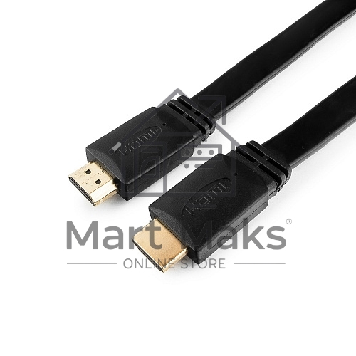 Кабель Cablexpert HDMI CC-HDMI490-15, 19M/19M, v2.0, медь, позол.разъемы, экран, плоский кабель, 1м, черный, пакет