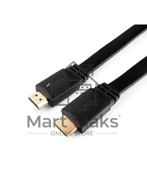 Кабель Cablexpert HDMI CC-HDMI490-15, 19M/19M, v2.0, медь, позол.разъемы, экран, плоский кабель, 1м, черный, пакет