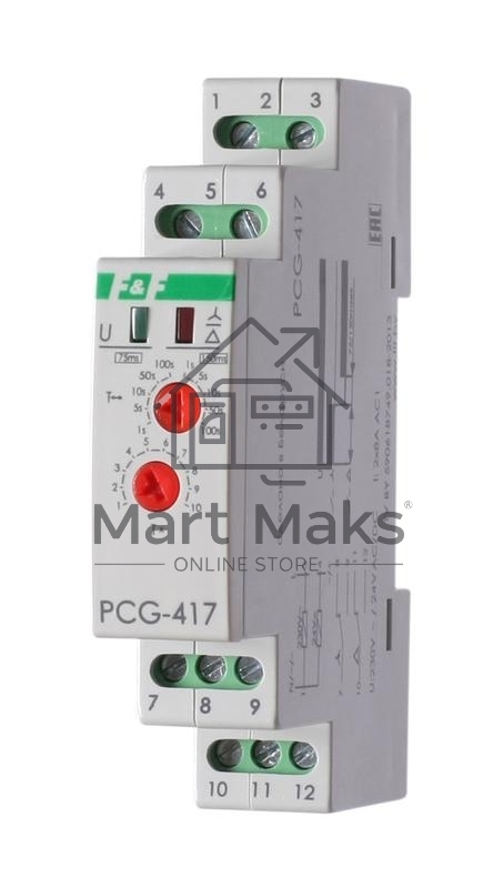 Реле времени PCG-417 (звезда-треугольник для пуска электродвиг. 230В 2х8А 2НО IP20 монтаж на DIN-рейке) F&F EA02.001.020