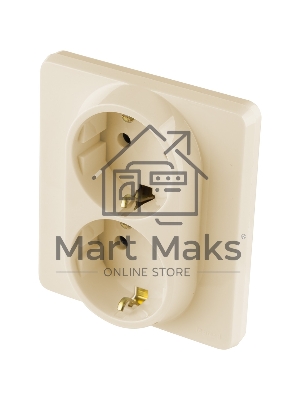 Розетка 2 x 2К+З немецкий стандарт 16А 250В слоновая кость