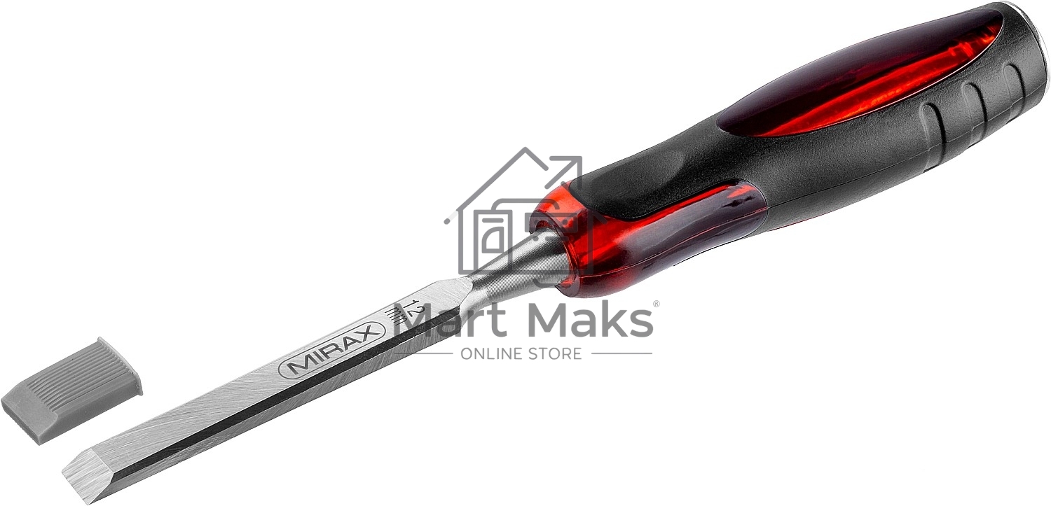 Стамеска MIRAX 1810-12 с двухкомпонентной прозрачной рукояткой, 12мм