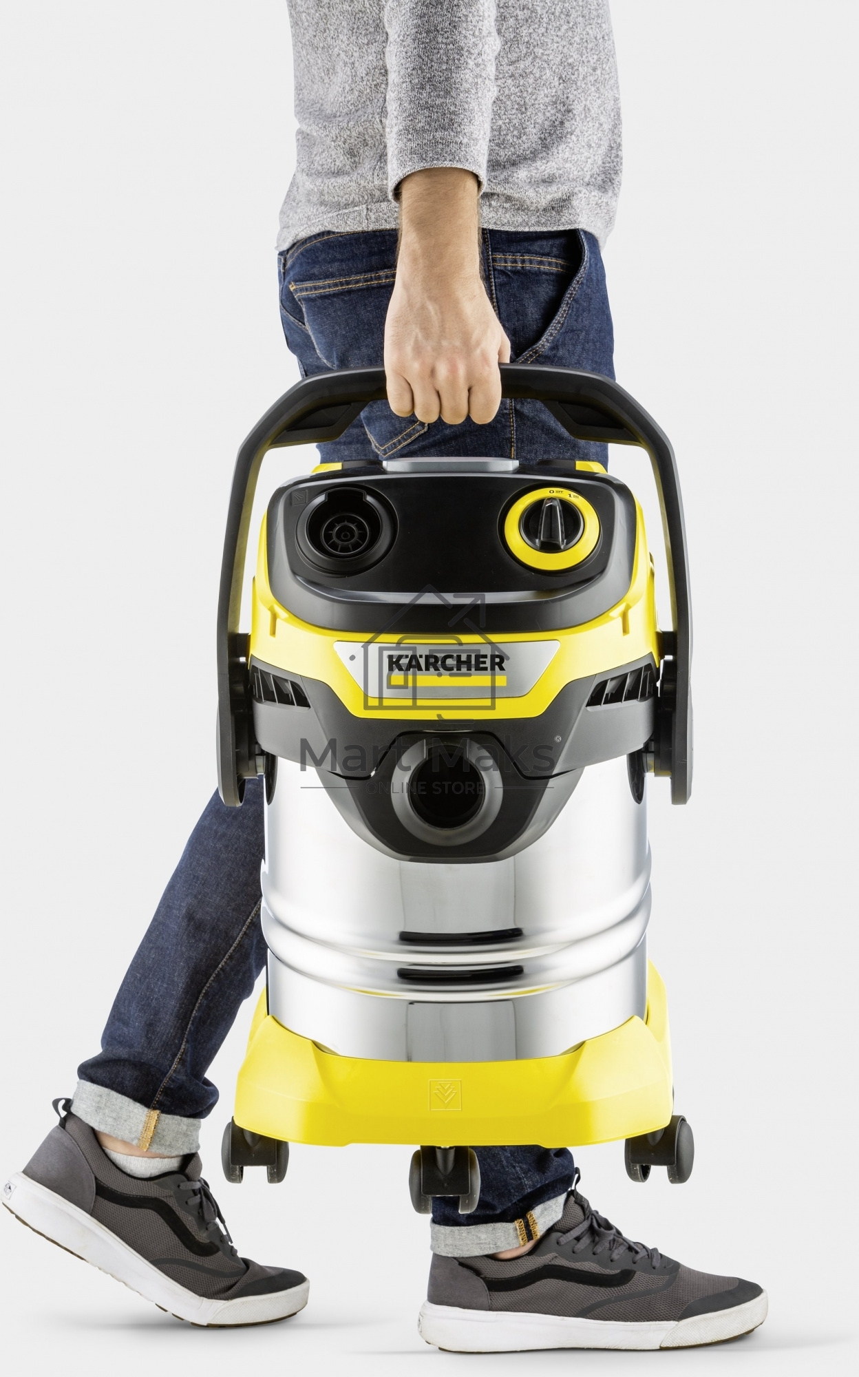 Строительный пылесос Karcher WD 5 S V-25/5/22 желтый, 1100 Вт, уборка сухая/сбор воды, пылесборник мешок/контейнер, 25 л