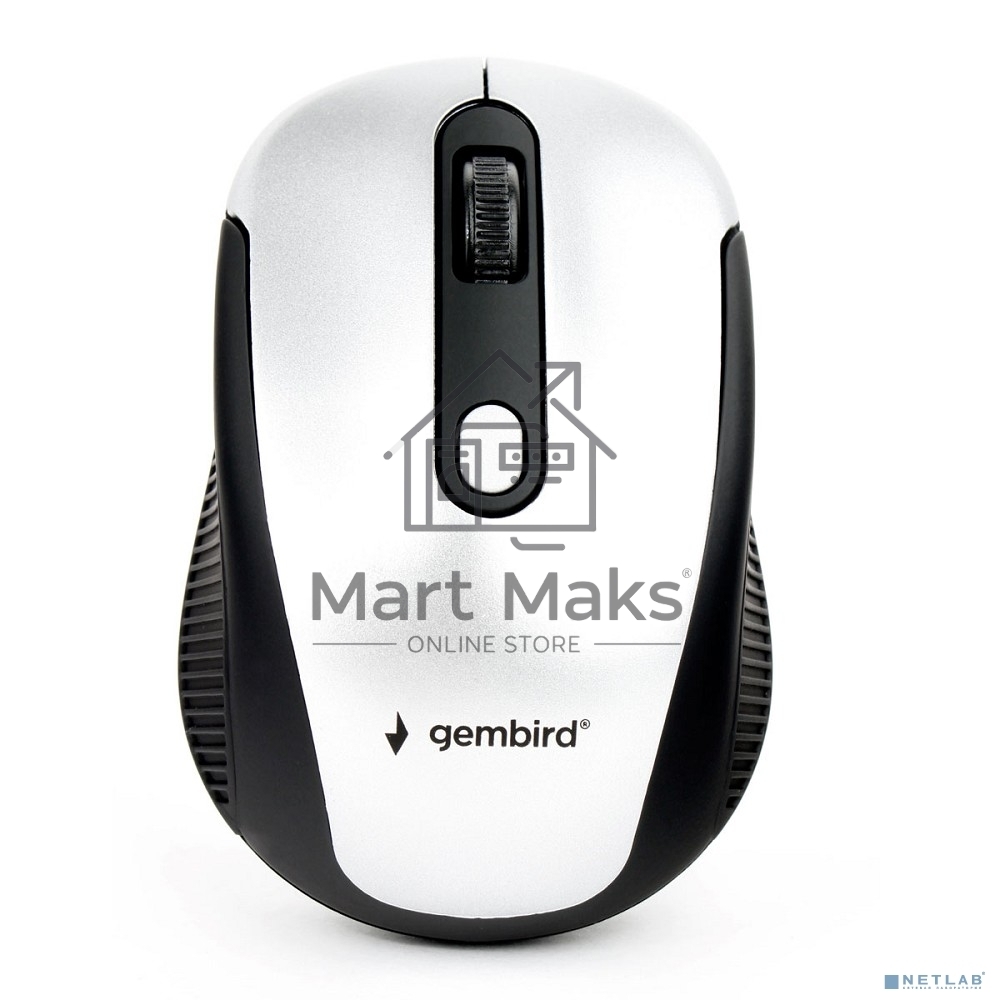 Мышь беспроводная Gembird MUSW-420-4 серебристый, 1600 dpi, радиоканал, USB, кнопки - 4