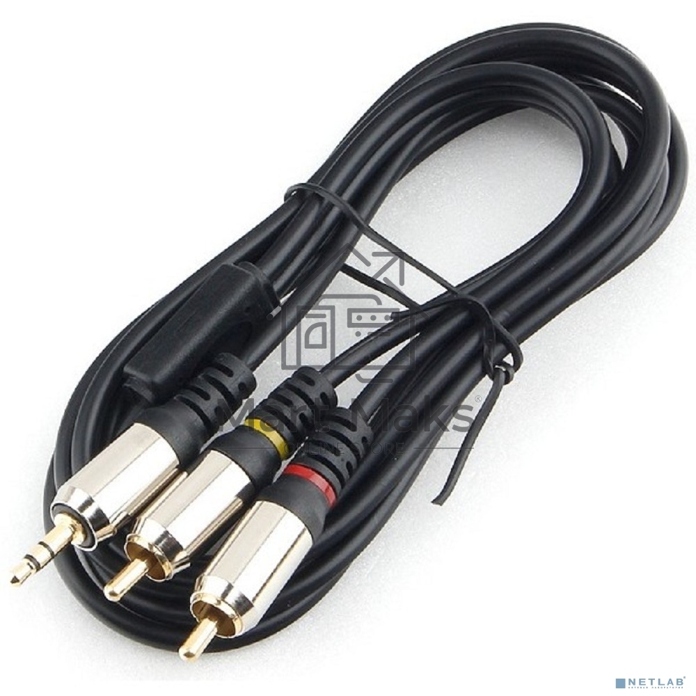 Кабель аудио Cablexpert CCAB-02-35M2RM-1.5MB. 3.5 Jack(M)/2х RCA (M), черный, 1.5м, блистер