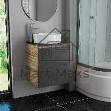 Тумба Bau Dream Blackwood 50 графит, раковина BAU Dream круглая D41, смеситель для раковины высокий Hotel Still, нержавеющая сталь