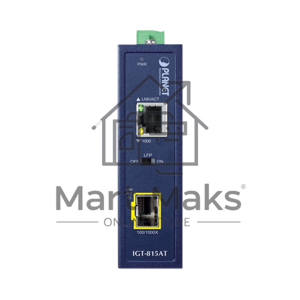 Медиаконвертор PLANET IGT-815AT IP30 Compact size Industrial 100/1000BASE-X SFP to 10/100/1000BASE-T Media Converter (-40 to 75 C, LFP Supported)
