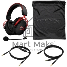 Гарнитура HyperX Cloud Alpha чёрный-красный, проводная, 2 x 3.5 мм, съёмный микрофон с шумоподавлением, регулятор громкости на кабеле