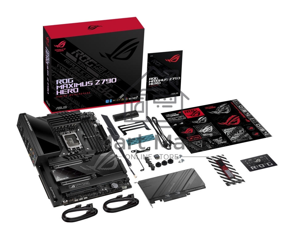 Материнская плата ASUS ROG MAXIMUS Z790 HERO, LGA 1700, Intel Z790, 4xDDR5, 6xSATA, 3xM.2, 1xPCIe 4.0 x4, 1xPCIe 5.0 x8, 1xPCIe 5.0 x16, 1xHDMI, 2xUSB-C 3.2 Gen 2, 1x 2.5Gb LAN, 4xUSB-A 3.2 Gen 1, 5xUSB-A 3.2 Gen 2, 5x3.5 мм, 7.1, Standard-ATX