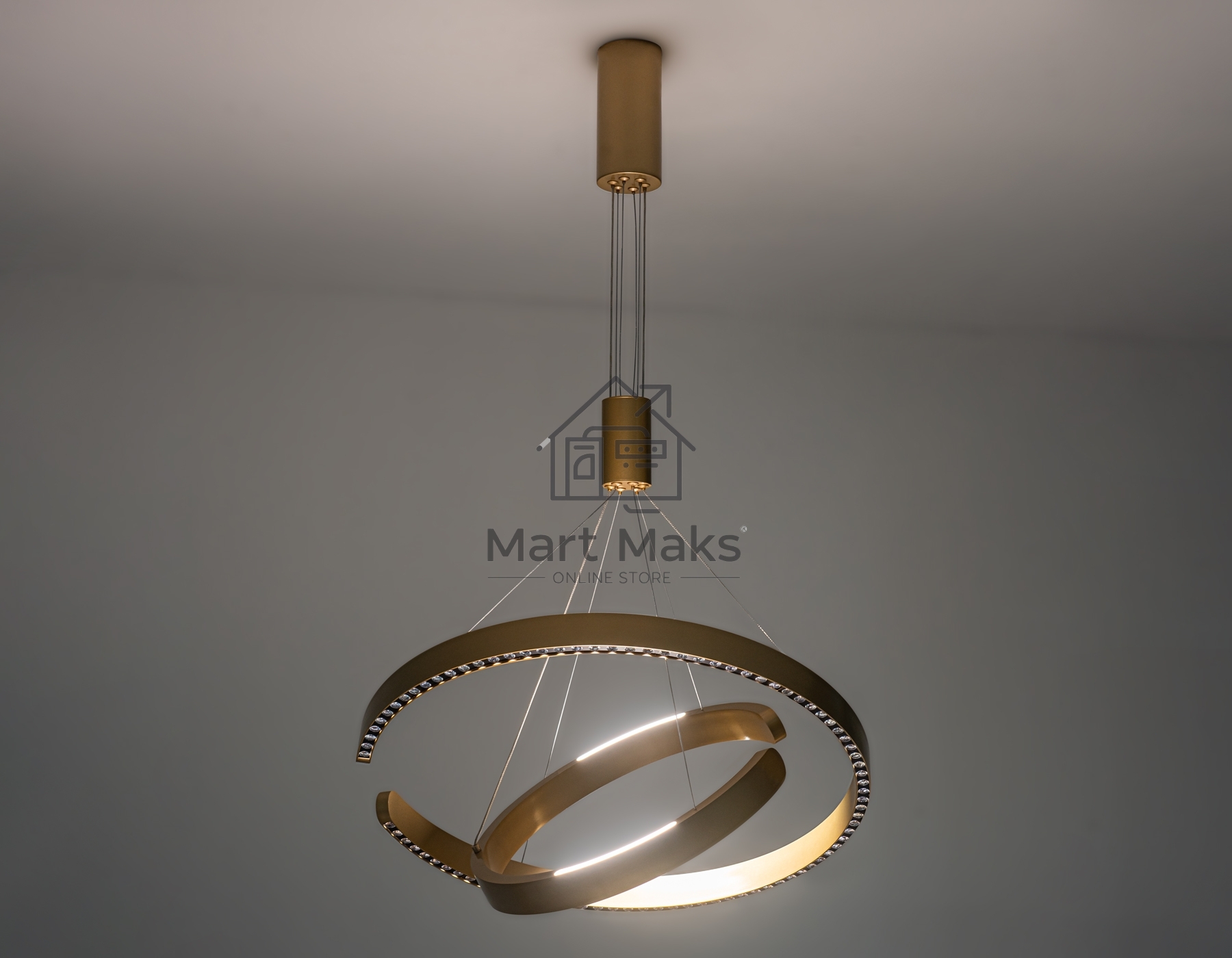 Подвесной светодиодный светильник Ambrella light FL5885/2 GD золото 45W 3000K/4200K/6400K D600/400*1200 (без ПДУ)