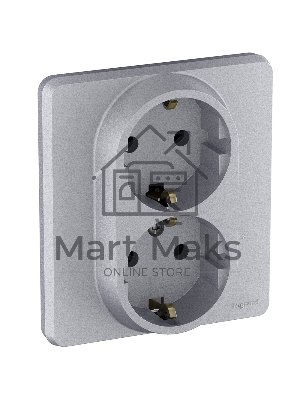 Розетка 2 x 2К+З немецкий стандарт 16А 250В алюминий