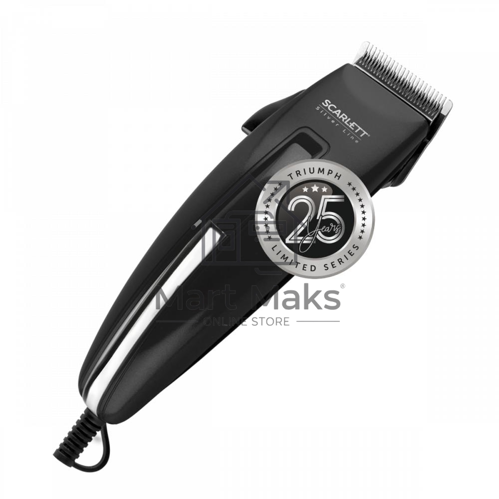 Машинка для стрижки волос Scarlett SC-HC63C11 (Silver Line)Мощность, Вт: 15; Насадки: 4 съемных гребня на 3, 6, 9, 12 мм; Питание: Сеть; Материал лезвия: Нержавеющая сталь; Длина стрижки, мм: 3-12; Щетка для чистки машинки: Да; Масленка для машинки: Да; У