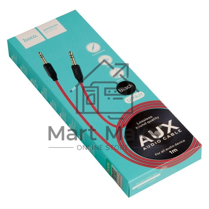Аудио кабель 3.5 mm jack - 3.5 mm jack/ HOCO HC-79293 UPA11/ 1m/ позолоченные контакты/ Black AUX