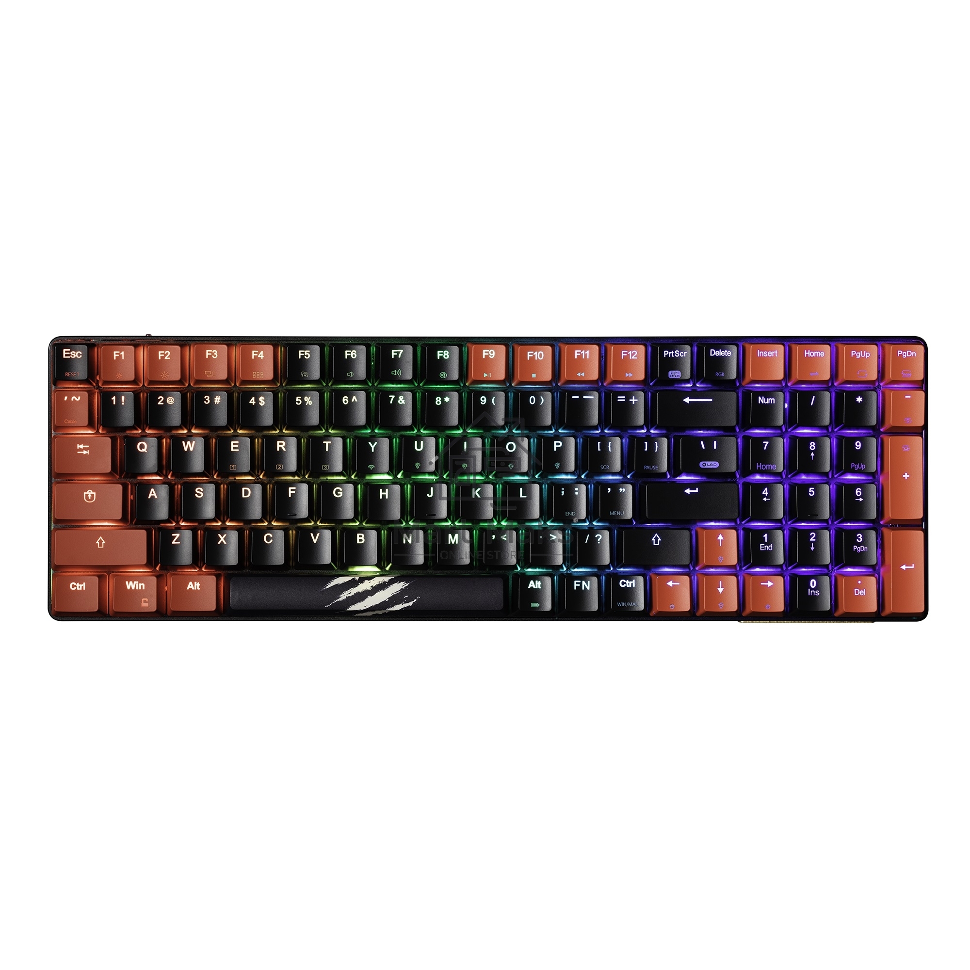 Игровая беспроводная клавиатура Mad Catz S.T.R.I.K.E. 11 US БЕЗ РУССКОЙ РАСКЛАДКИ чёрная (2.4 ГГц, Bluetooth, USB Type-C, Mad Catz RED Switch, 100 кл., RGB подсветка)