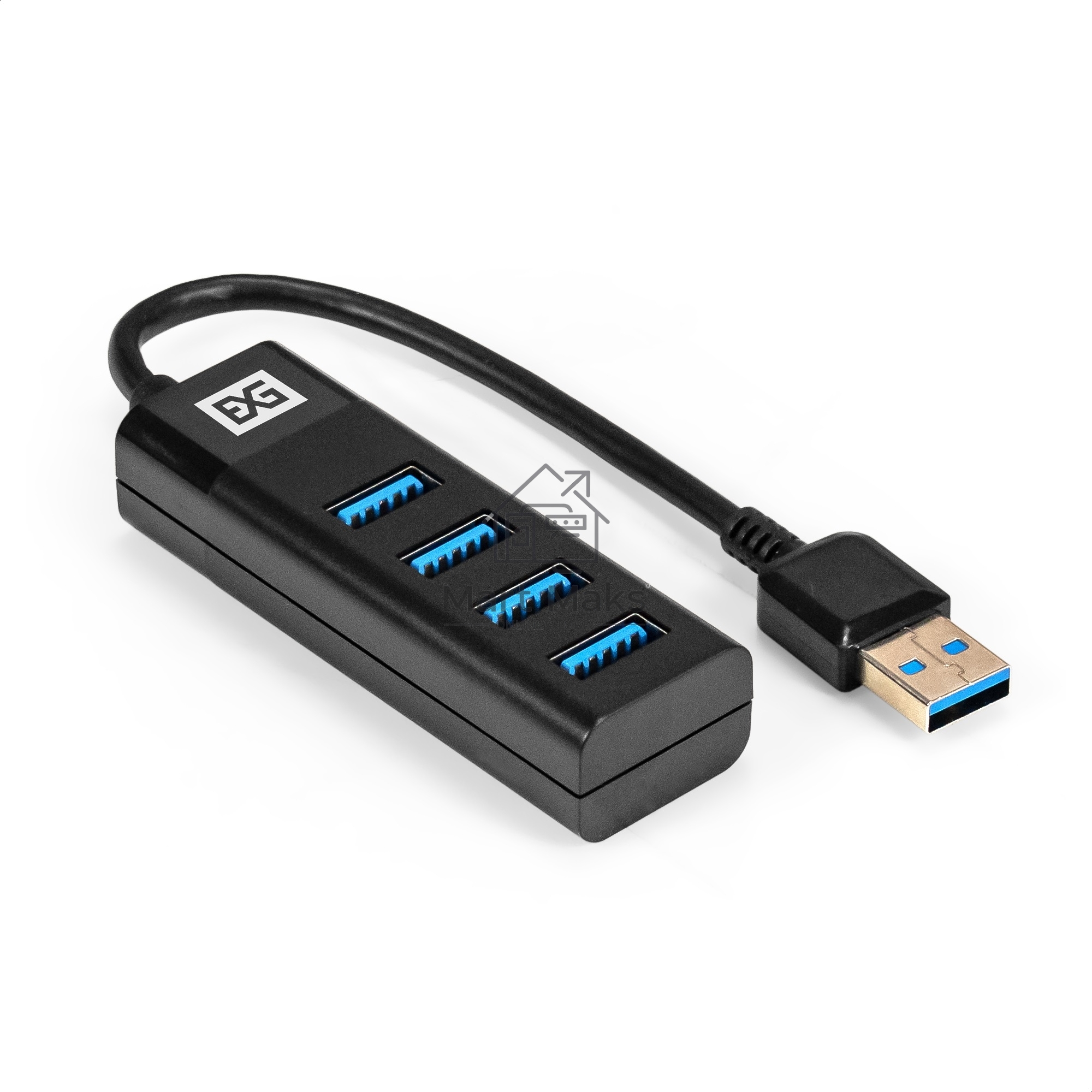 Хаб USB (концентратор) 4-в-1 ExeGate DUB-4TP (кабель-адаптер USB3.0 --> 4xUSB3.0, Plug&Play, черный)