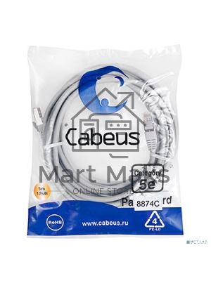 Экранированный патч-корд Cabeus, кат. 5е, экр., F/UTP, RJ45/RJ45, LSZH, AWG24, 5м, серый