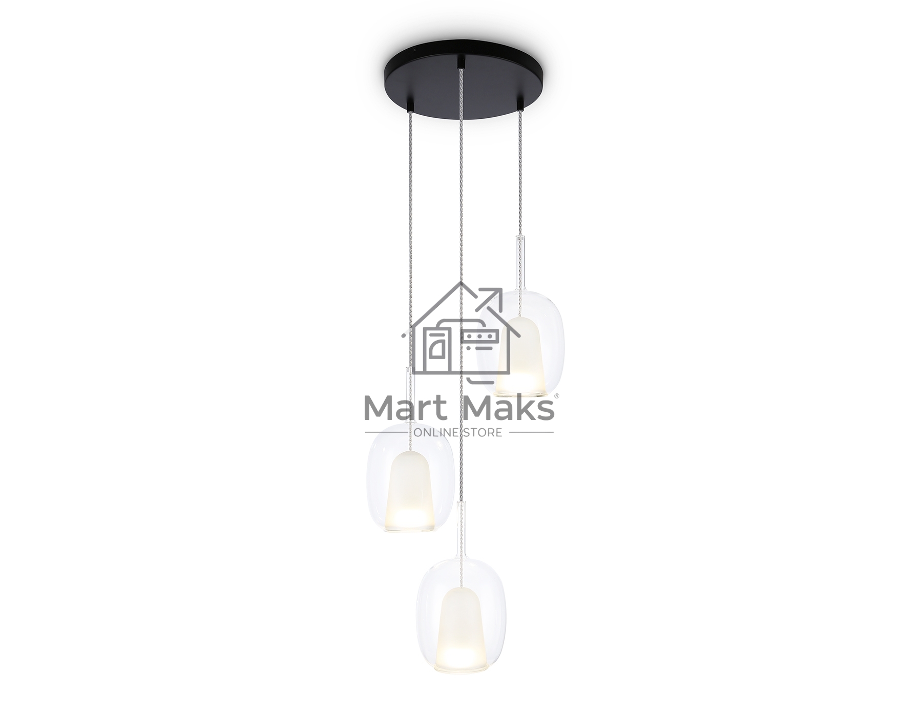 Подвесной светильник Ambrella light LH11151/3 BK/WH/CL черный/белый/прозрачный E27*3 max 60W D425*1500