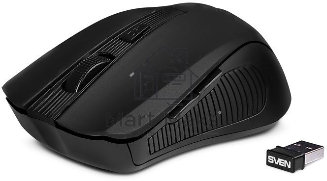 Мышь беспроводная SVEN RX-350W черный, 1400 dpi, радиоканал, USB, кнопки - 6
