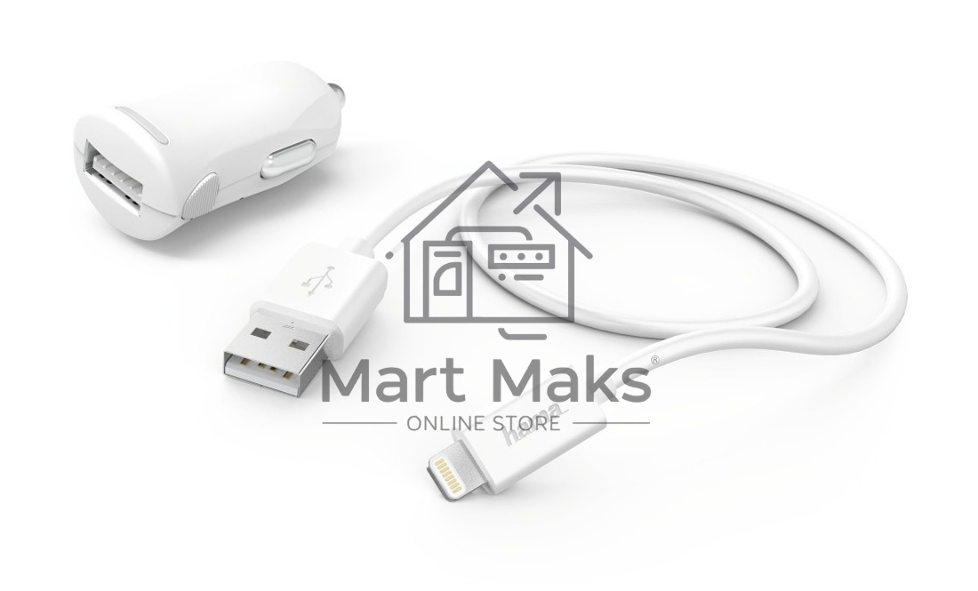 Комплект зарядное устройство Hama H-183266 2.4A для Apple кабель Apple Lightning белый