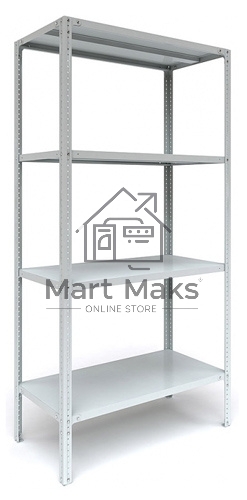 Металлические стеллажи Стеллаж MS 185/100х30/4 (Размеры внешние (ВхШхГ) 1850х1000х300 мм, 4 полки, с единой стойкой)