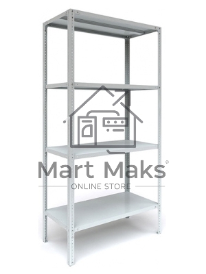 Металлические стеллажи Стеллаж MS 185/100х30/4 (Размеры внешние (ВхШхГ) 1850х1000х300 мм, 4 полки, с единой стойкой)