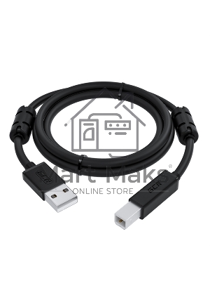Кабель GCR PROF 2.0m USB 2.0, AM/BM, черный, ферритовые кольца, 28/24 AWG, экран, армированный, морозостойкий, GCR-52423