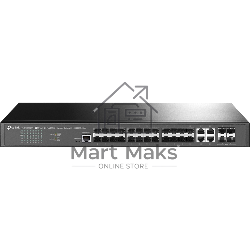Коммутатор TP-Link JetStream 24-портовый управляемый SFP уровня 2+, 20 гигабитных SFP-портов и 4 гигабитных комбинированных порта SFP/RJ45