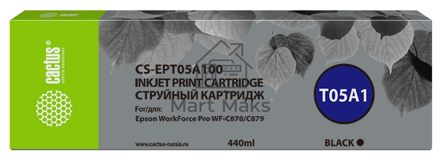 Картридж струйный Cactus CS-EPT05A100 (T05A1) черный (440 мл) для Epson WorkForce Pro WF-C878/C879