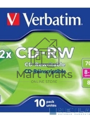 Диск CD-RW Verbatim 700Mb 12x Jewel case (10шт) (43148)