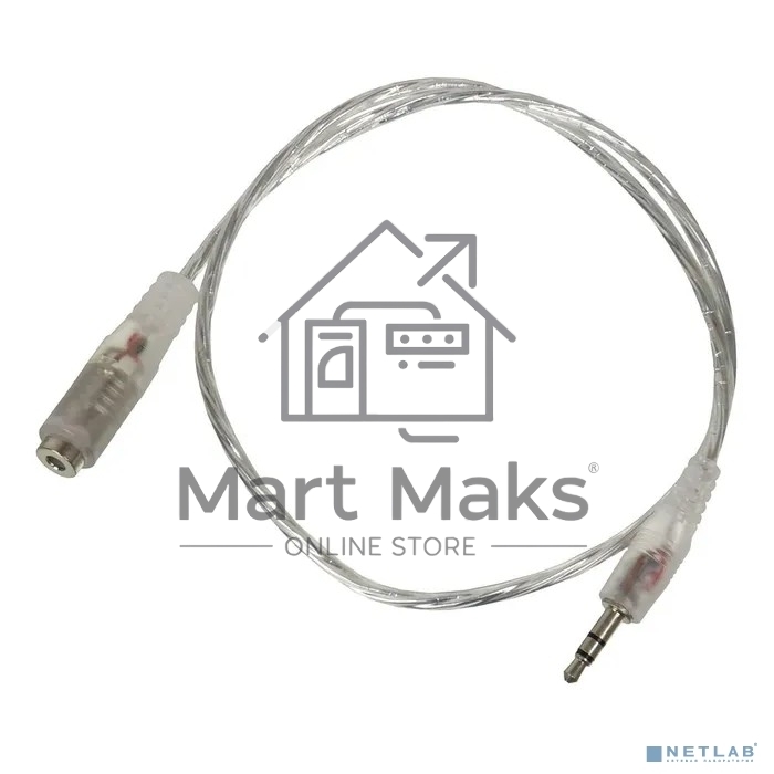 Кабель-удлинитель аудио Buro Jack/Plug 3.5mm (f) 1м. прозрачный