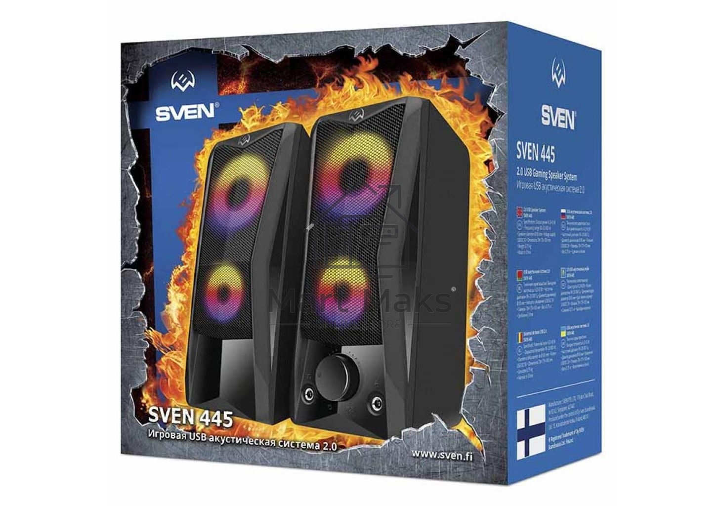 Колонки Sven 445, черный, USB, 2.0,2x3 Вт(RMS), подсветка