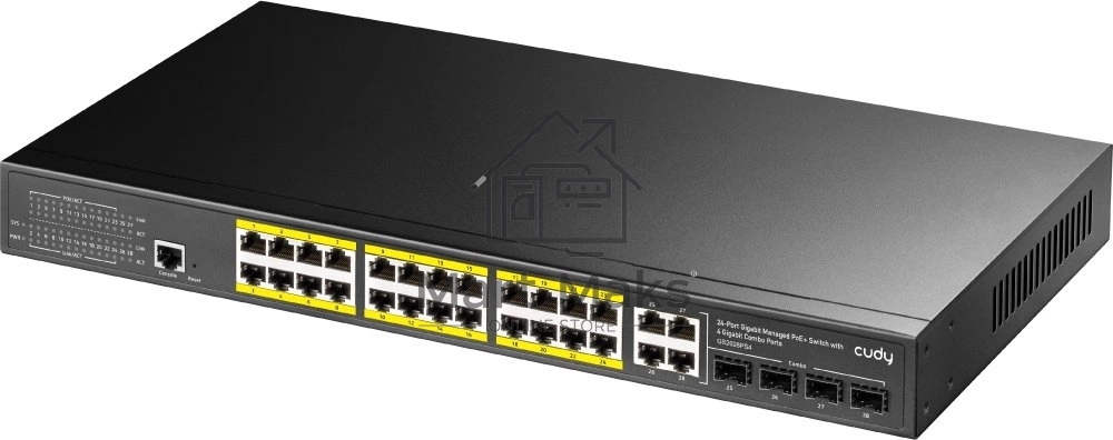 Коммутатор CUDY GS2028PS4-400W 24-Port Layer 2 Managed Gigabit PoE+ Switch with 4 Gigabit Combo Ports, 400W