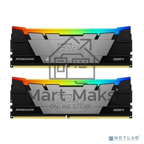 Оперативная память Kingston Fury Renegade, DDR4, 32GB (2x16GB), 3200MHz, CL16, DIMM, с радиатором, RGB, серебристый/черный