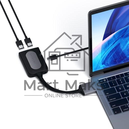 Адаптер Satechi Type-C Dual HDMI Adapter для MacBook с двумя портами USB-C (2019/2018 MacBook Pro, 2018 MacBook Air, 2018 Mac Mini). Порты 2 x HDMI 4K 60Hz, 1 x USB-C PD. Цвет серый космос.