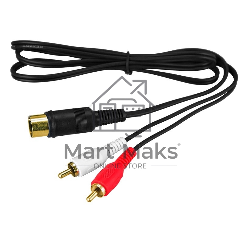 Шнур DIN 5 Pin - 2 RCA, длина 1,5 метра (GOLD) Rexant