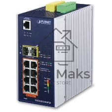 Коммутатор PLANET IGS-6325-8UP2S IP30 DIN-rail Industrial L3 8-Port 10/100/1000T 802.3bt PoE + 2-port 1G/2.5G SFP Full Managed Switch (-40 to 75 C, 8-port 95W PoE++, 802.3bt/PoH/Force modes, dual redundant power input on 48~56VDC terminal block, DIDO, ERPS Ring, 1588 PTP TC, Modbus TCP, ONVIF, Cybersecurity features, Hardware Layer3 OSPFv2 and IPv4/IPv6 Static Routing, supports MQTT, supports 100FX, 1000X and 2.5G SFP)