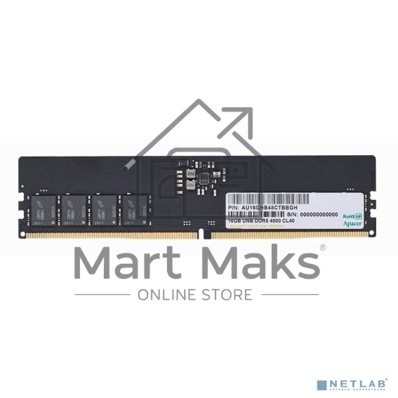 Оперативная память Apacer, DDR5, 16GB (1x16GB), 4800MHz, CL40, DIMM