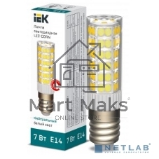 Лампа светодиодная IEK LLE-CORN-7-230-40-E14 CORN 7Вт капсула 4000К E14 230В керамика
