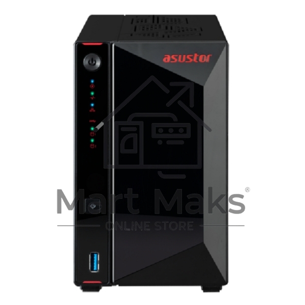 Сетевой накопитель ASUSTOR AS5402T 2-Bay NAS/Media player/Intel Celeron N5105 2.0GHz up to 2.9GHz, 4GB SO-DIMM DDR4, noHDD(HDD,SSD),/2x 2,5Gb (LAN)/3xUSB3.2,HDMI; 90IX01R1-BW3S20