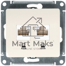 Механизм розетки комп. 2-м Glossa RJ45+RJ45 кат. 5е беж. SchE GSL000285KK