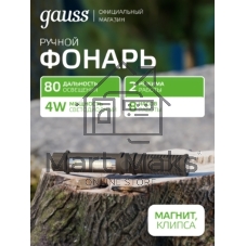 Фонарь ручной модель Gauss GFL109 4W 200lm 3xAAA LED 1/12/72