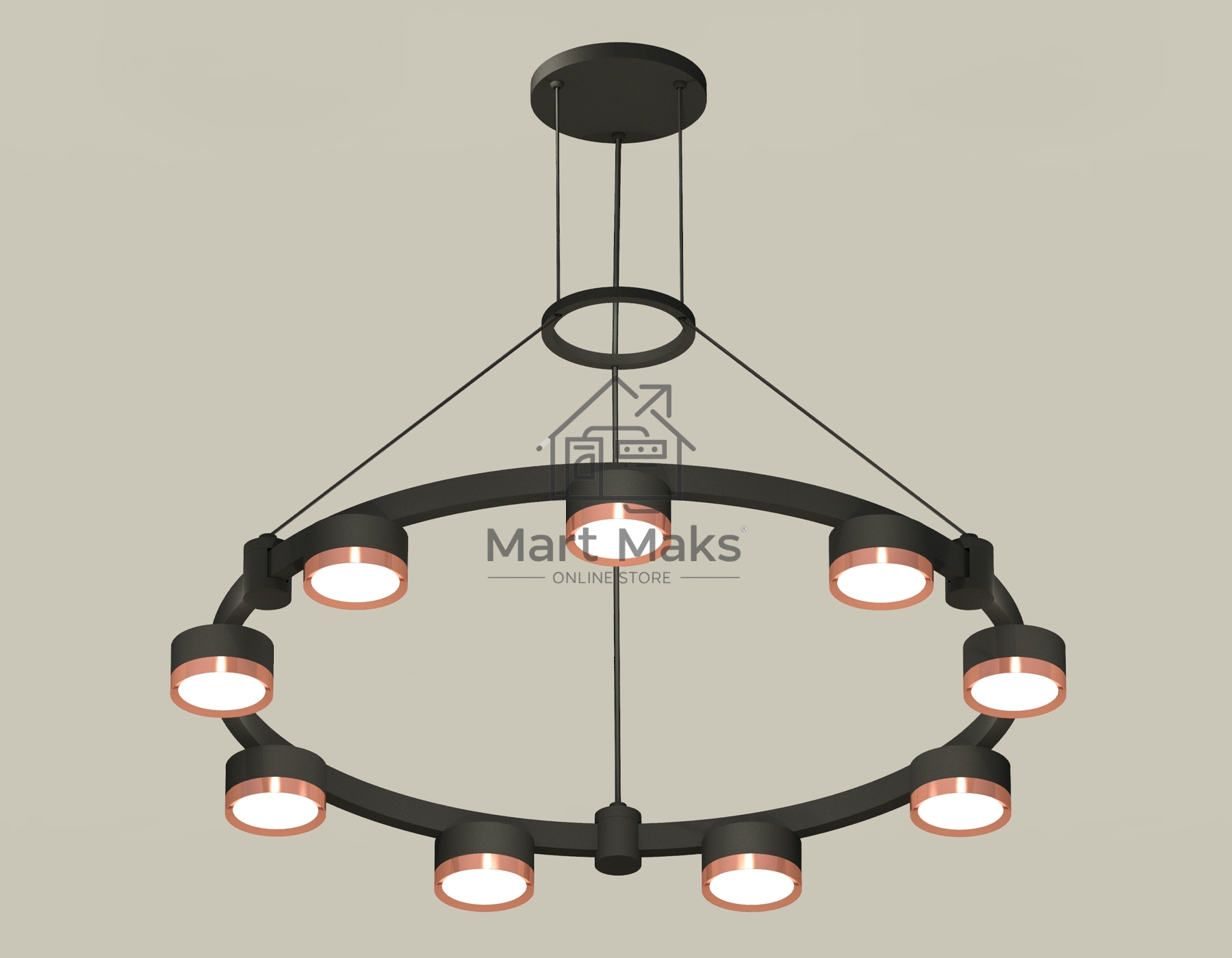 Светильник Ambrella light XR92051803/9 SBK/PPG черный песок/золото розовое полированное GX53 (A9205, C9242, N8126)