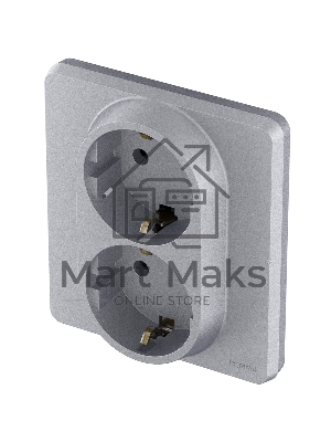 Розетка 2 x 2К+З немецкий стандарт 16А 250В алюминий