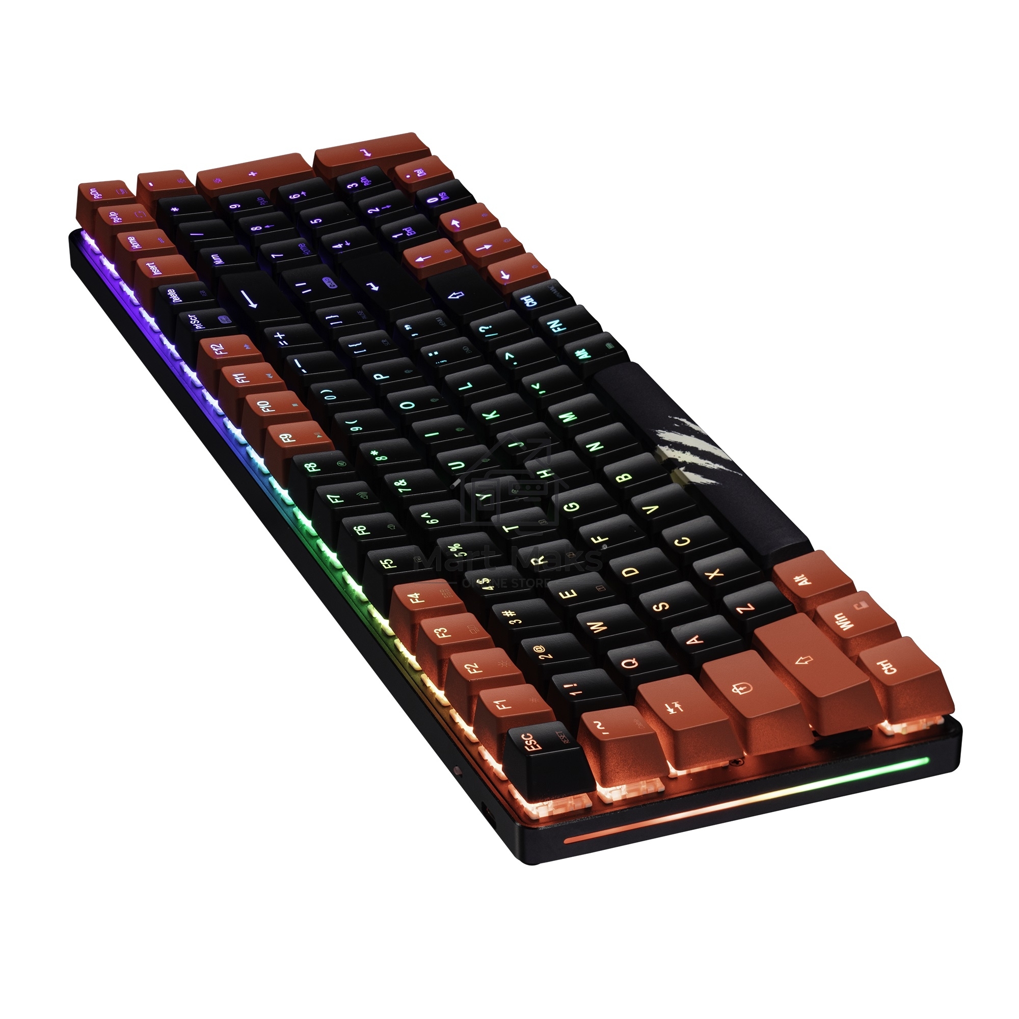 Игровая беспроводная клавиатура Mad Catz S.T.R.I.K.E. 11 US БЕЗ РУССКОЙ РАСКЛАДКИ чёрная (2.4 ГГц, Bluetooth, USB Type-C, Mad Catz RED Switch, 100 кл., RGB подсветка)