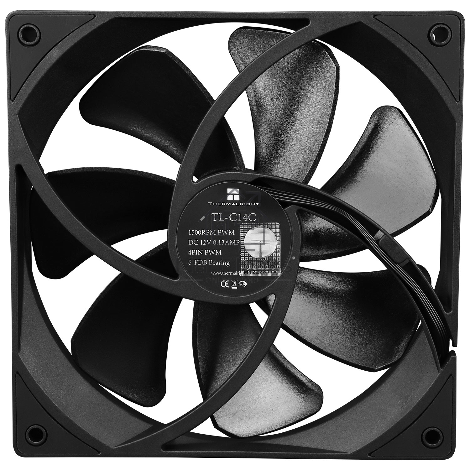 Кулер для корпуса Thermalright TL-C14C черный (140x140x25mm, 4-pin PWM, 75.8CFM, 26.4dBA, 1500RPM)