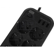 Сетевой фильтр Powercom SP-08 USB03AB 3,0 m 3.0м, 8 розеток, черный, коробка